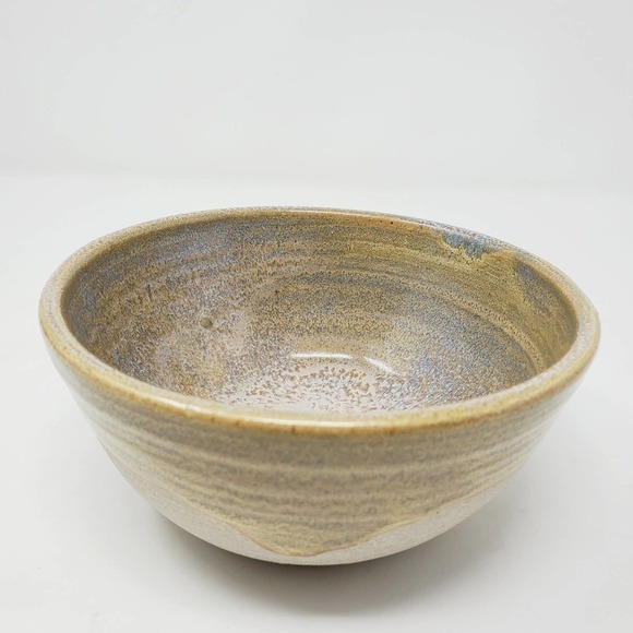 Vintage Studio Pottery Ceramic Half Glazed Earthenware Bowl 6" - Picture 1 of 7